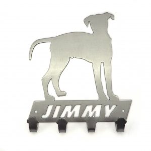Custom dog portrait silhouette lead hooks with name in stainless steel