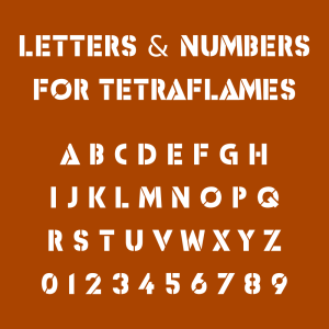 Letters & numbers for bare steel metal TetraFlame Fire Pit BBQs