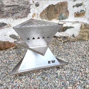 TetraflameXL Fire Pit SizzleChef BBQ with Ash Catcher and Ground Guard in bare steel