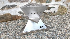 The latest TetraflameXL Fire Pit SizzleChef BBQ with Ash Catcher and Ground Guard in bare steel