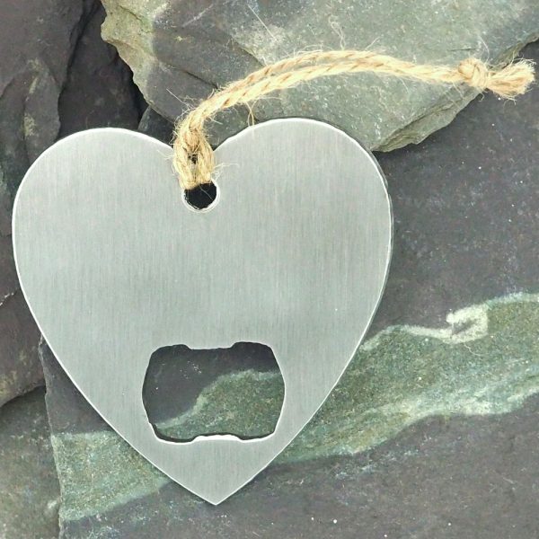 Calon heart metal bottle opener in stainless steel