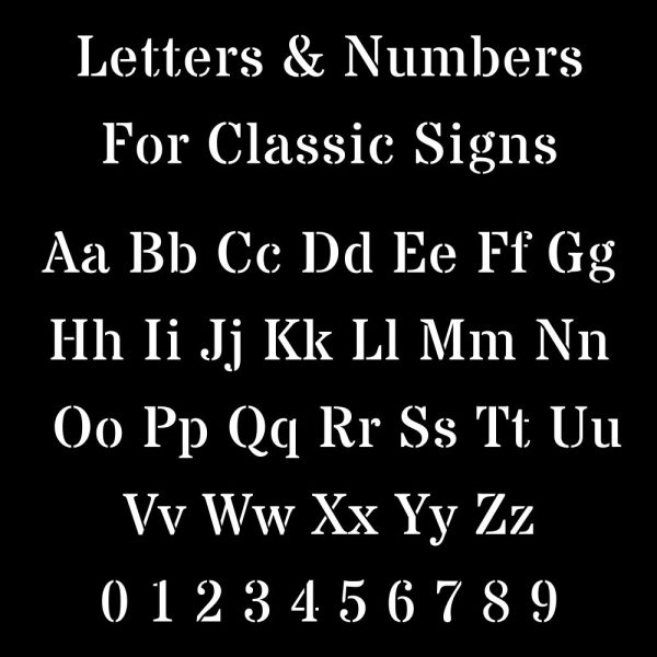 Letters & numbers for classic black metal house signs in powdercoated steel