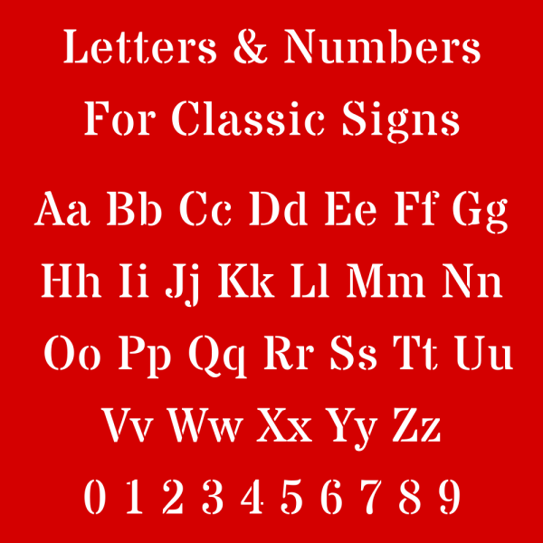 Letters & numbers for classic red metal house signs in powdercoated steel