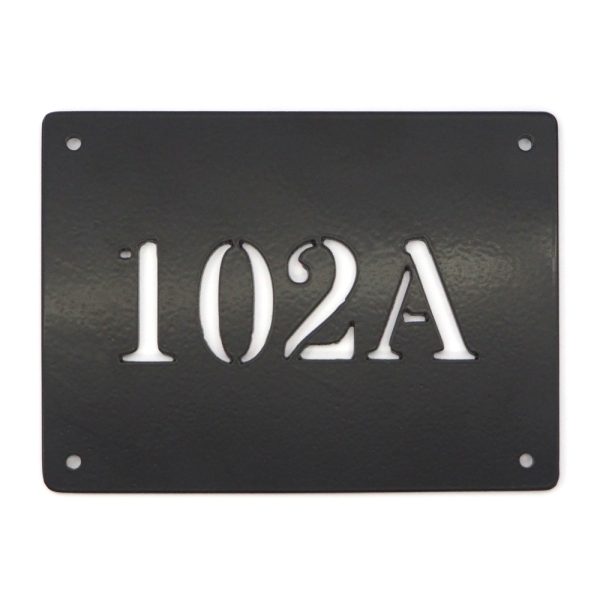 Classic rectangular metal house number sign in black steel