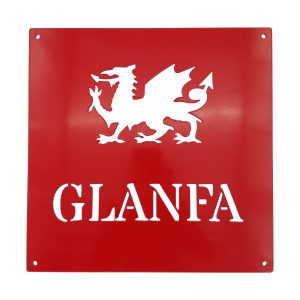 Arwydd Metel Coch Draig Gymreig Welsh Dragon Red Metal House Sign Name Plate