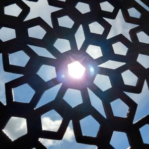 Star of Morocco Fire Pit showing flower detail in side panel