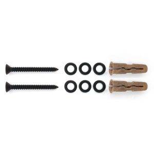 Black metal countersunk sign fixing kit with standoff spacers for masonry 2 hole kit