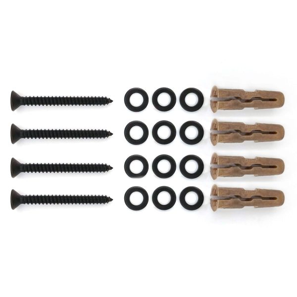 Black metal countersunk sign fixing kit with standoff spacers for masonry 4 hole kit