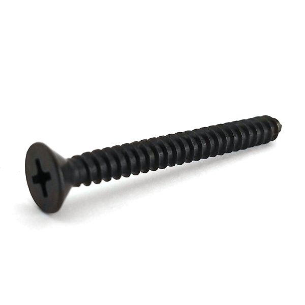 Black metal countersunk sign fixing kit with standoff spacers for masonry screw detail
