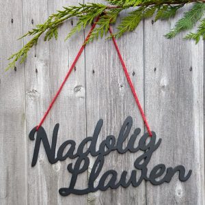 Nadolig Llawen hanging black metal Merry Christmas decorative sign