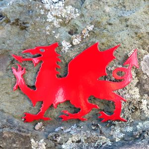 Addurn Metel Draig Goch Red Welsh Dragon Standing Metal Decoration