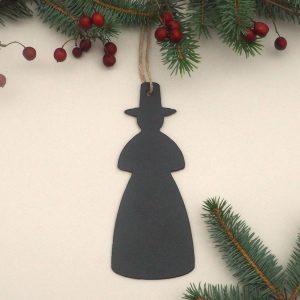 Fine textured black Welsh Lady Hanging Metal Decoration