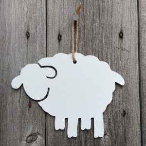 Welsh mammy ewe sheep hanging decoration in white