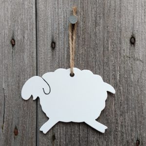 Baby Welsh lamb hanging decoration in fine textured Snowdon white