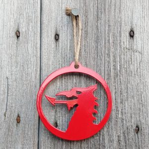 Addurn nadolig portread draig goch red Welsh dragon portrait hanging decoration
