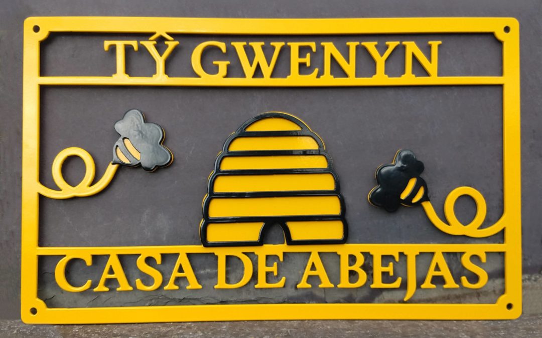 Bee-Themed Multi-Colour Metal House Sign