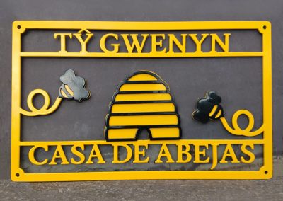 Bee-Themed Multi-Colour Metal House Sign