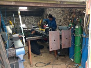 The COR-TEN monolith signs being worked on in our fabrication workshop