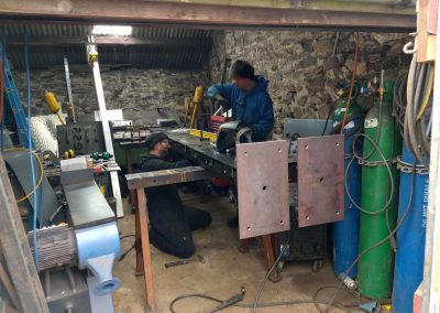 The COR-TEN monolith signs being worked on in our fabrication workshop