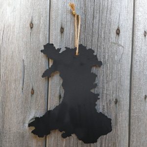 Cymru Wales map fine tectured black metal hanging decoration