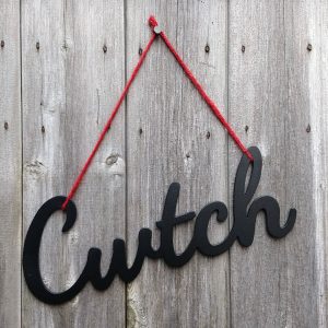 Cwtch heartfelt Welsh hug black cast iron effect hanging metal sign