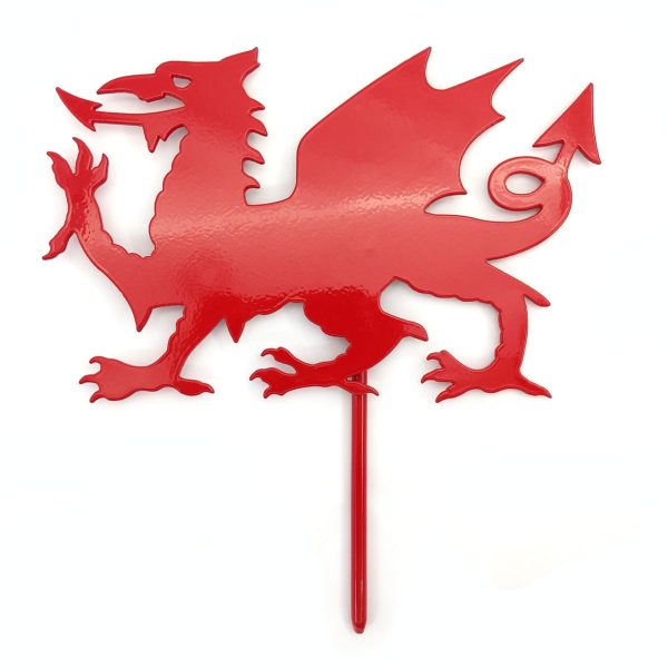 Arwydd Metel Draig Goch Red Welsh Dragon Metal Stake Sign