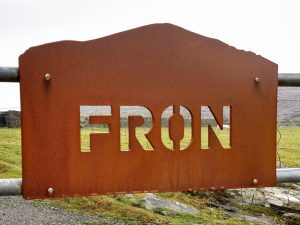 Mountain-shaped CORTEN weathering steel house name sign