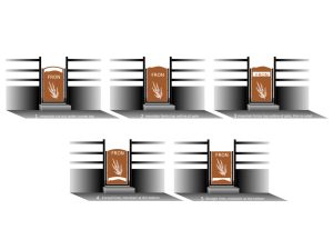 Concept sketches for CORTEN weathering steel gate, house name sign and post box set