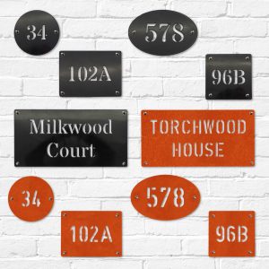 Personalised metal house name & number signs