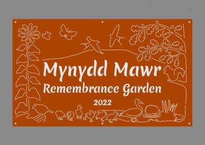 Design for NHS Wales' COR-TEN weathering steel and stainless steel commemorative garden sign