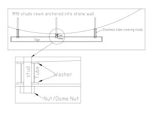 Detail drawing showing the arrangement for the wall sign's mounting