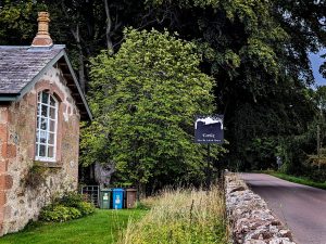 The completed sign installed outside The Old School House, Evelix