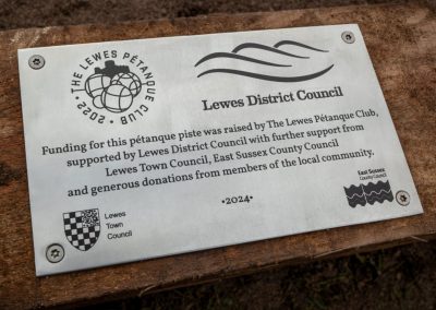 Laser-Etched Stainless Steel Commemorative Sign Plaque for Lewes Petanque Club