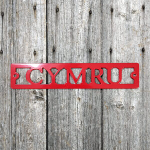 Arwydd 'Cymru' Welsh 'Wales' Sign - red with screw holes