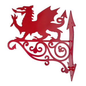 Braced Hongian Draig Goch Metel Red Welsh Dragon Metal Hanging Bracket